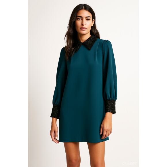 NWT AnnaRita N Blue Green Mini Dress Shift IT 40 US 4 Women's Italian Designer - Picture 1 of 8